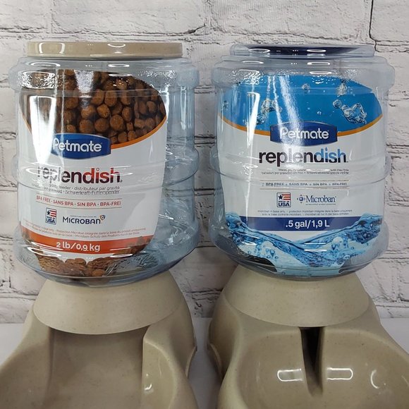'PETMATE' REPLEN̈ÐISH PET FEEDER SYSTEM 2-PIECE SET FOOD & WATER COMPLETE SET - Picture 16 of 16